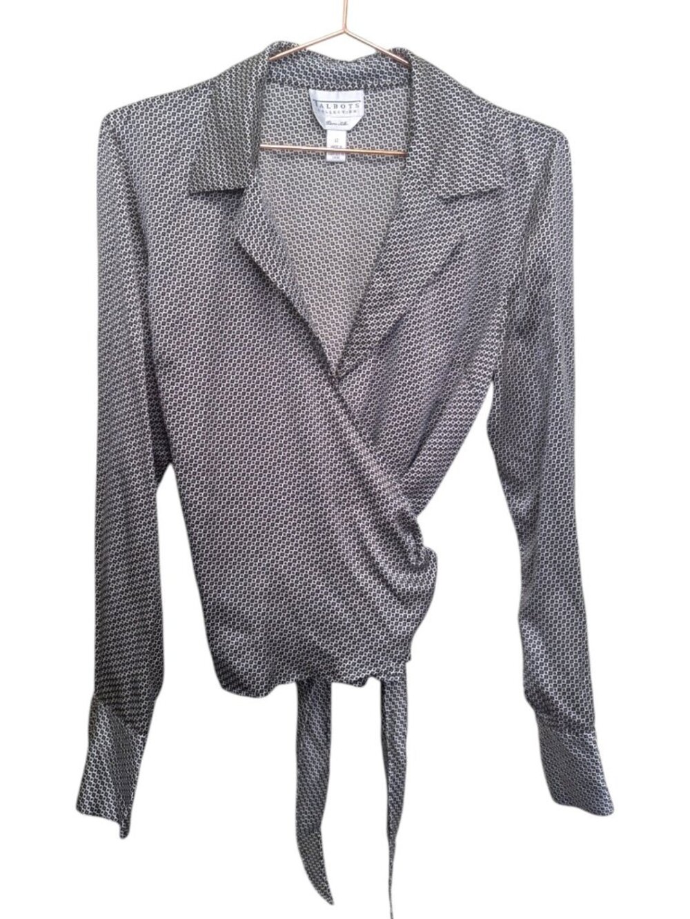 Talbots Collection Vintage Silk Wrap Blouse Top Women's Size 12 Pure Silk